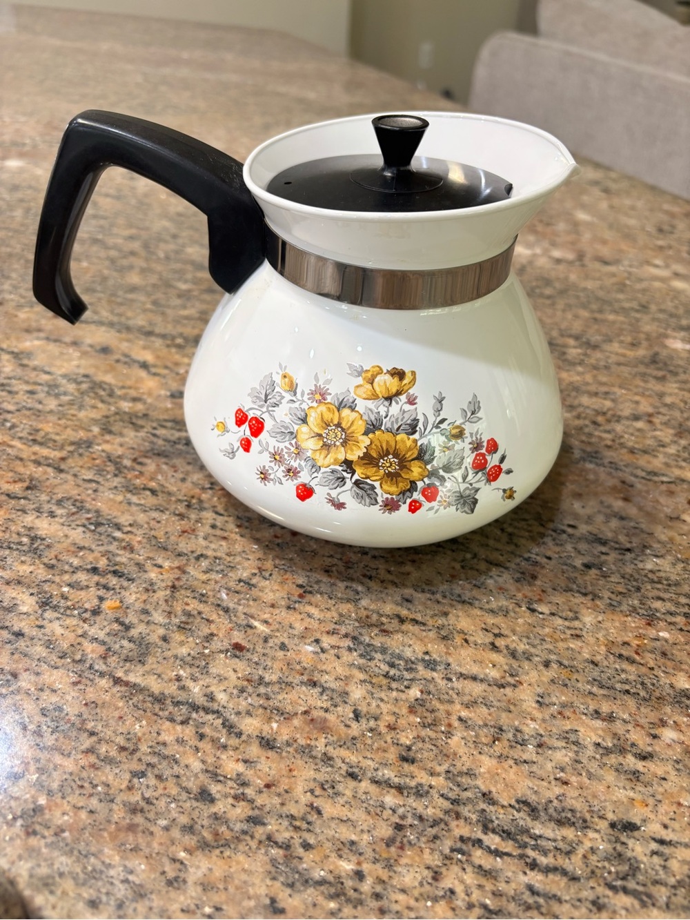 RARE Vintage Corningware Coffee Pot Bantry Garden 6 cup 1970s